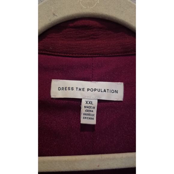 Dress the Population Gloria Jumpsuit Womens 2XL Magenta Collared Short Sleeve - Picture 8 of 10